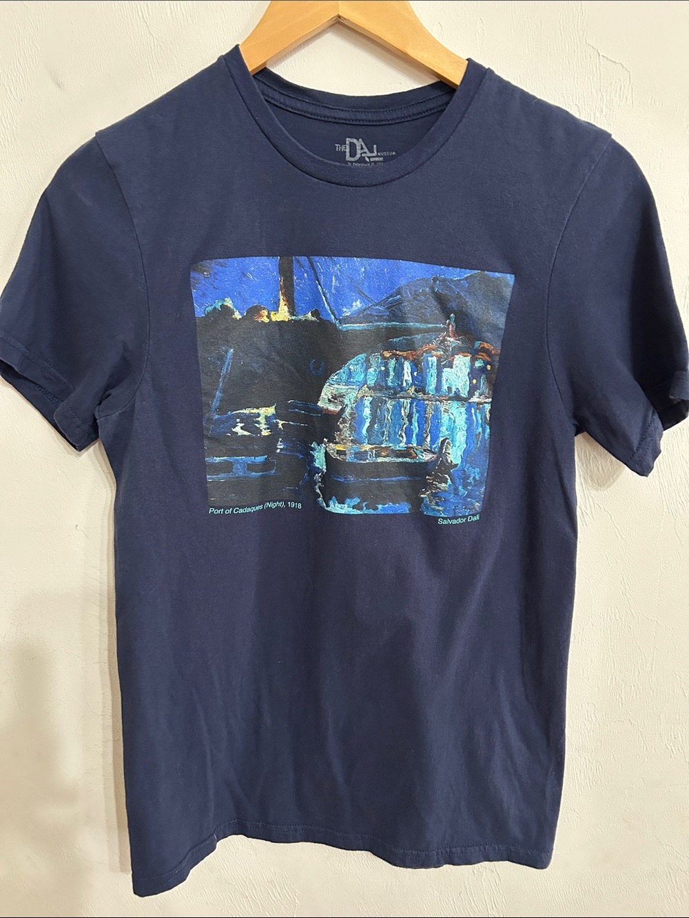 Salvador Dali Tee Men's Youth Navy Blue Graphic Short Sleeve Tee - 16x25 Small